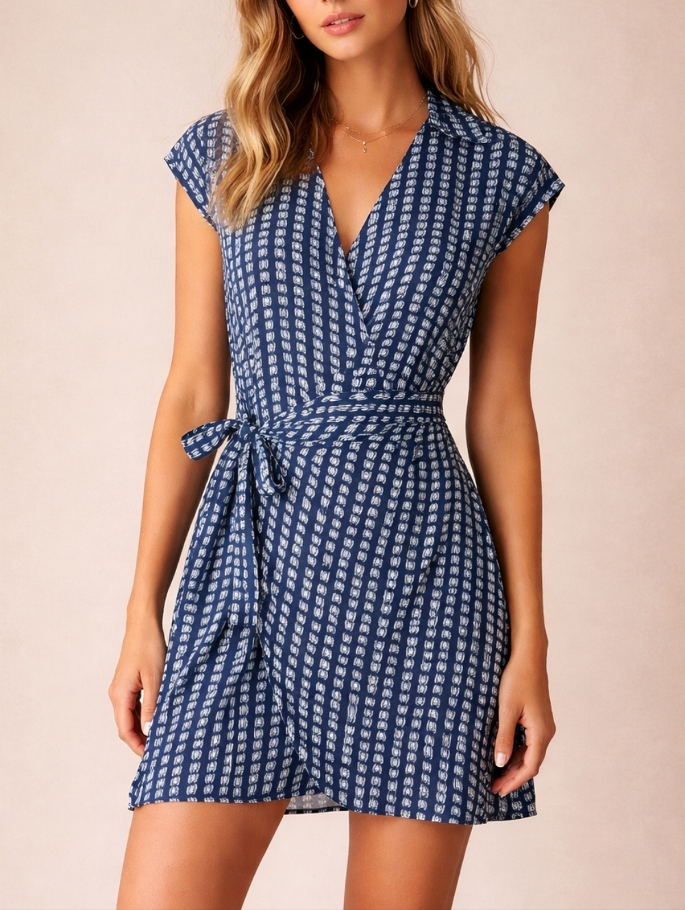 Urban Outfitters Silver Sun Navy Butterfly Mini Wrap Dress Womens Size Small